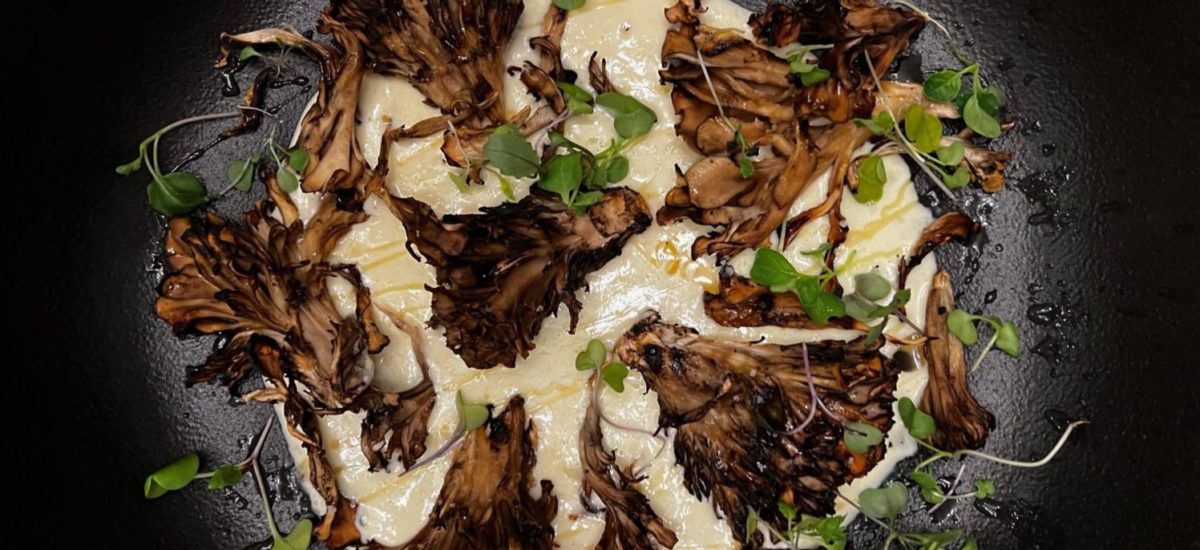Charred Maitakes Over Juniper Créme Fraîche - Secret Sauce Kitchen